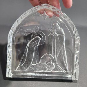 Leaded Crystal Nativity Scene Paperweight Clear